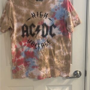 AC/DC Tie-Dye T-Shirt - Red, Blue, Tan